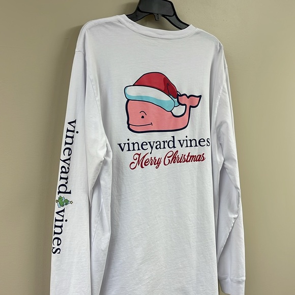Vineyard Vines Christmas Graphic Logo Men’s Long Sleeve T-Shirt - White - XL - Picture 4 of 14